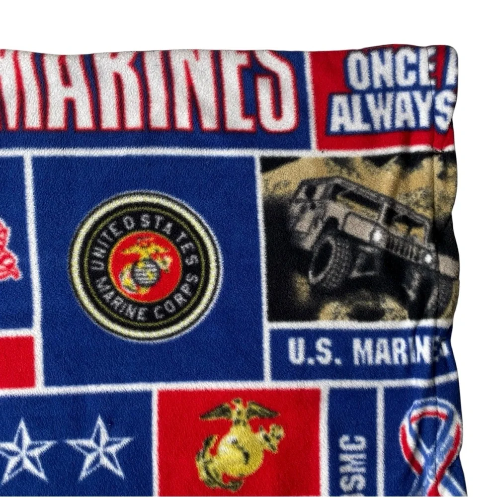 USMC Marine Corps Fleece Pillowcase Marines Flag Military Tank Standard Pillow